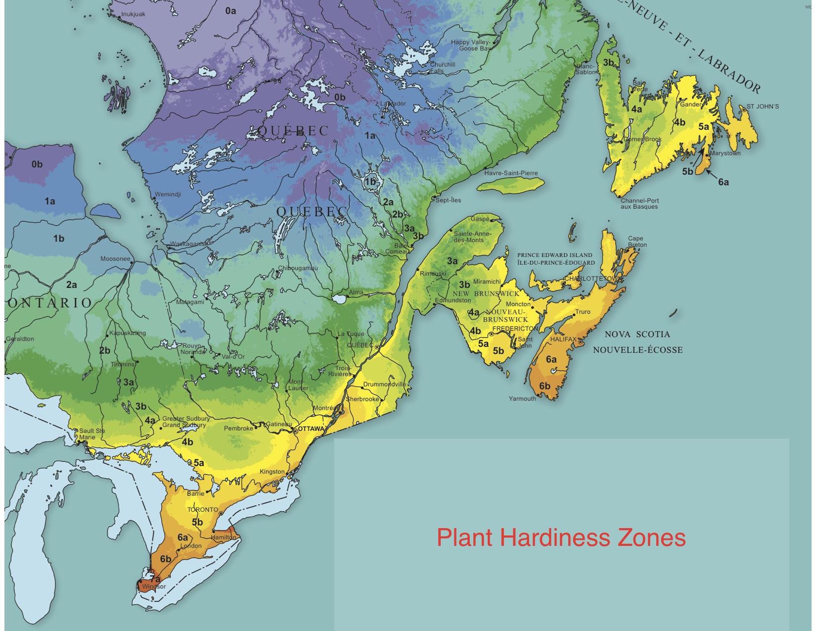 Plant hardiness zones - Eastern Canada